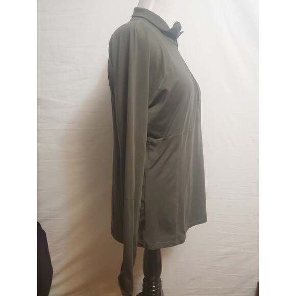 North Face Olive Green 1/4 Zip Pullover Long Sleeve Athletic Athleisure Shirt M - Picture 2 of 9